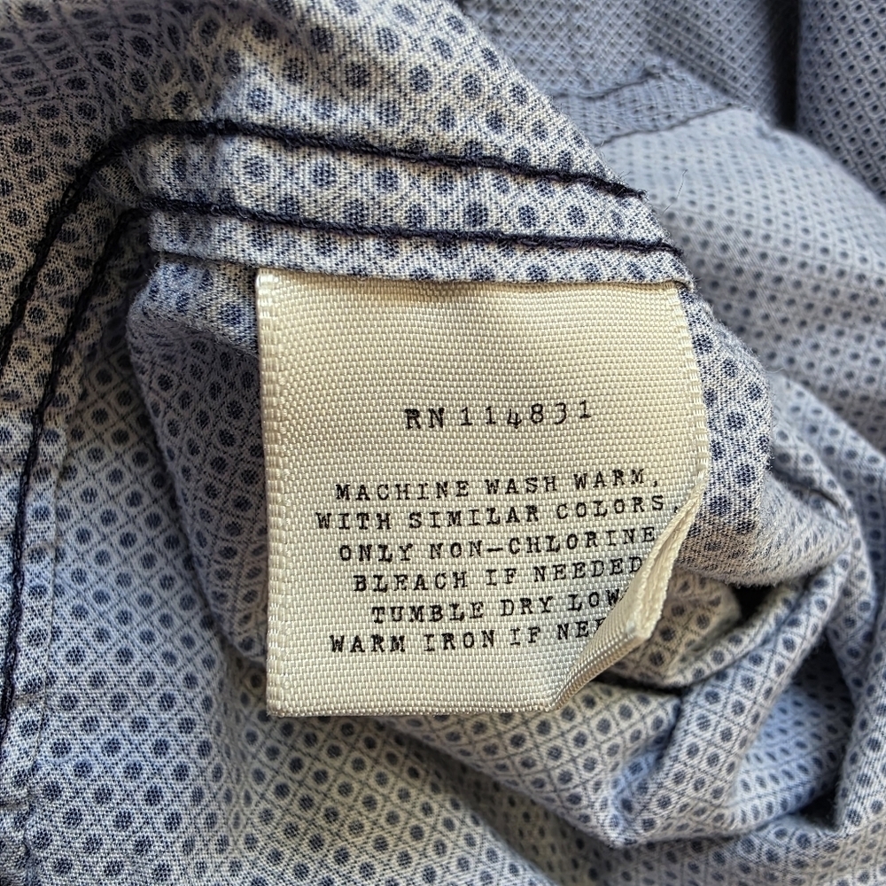 Construct Blue/White Geometric Pattern Button-up Flip Cuffs, Men Size 16.5 - Picture 7 of 7
